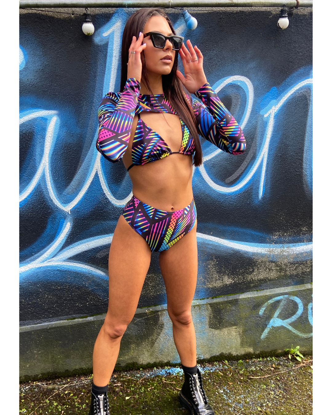 High waisted reversible rave and bikini bottoms